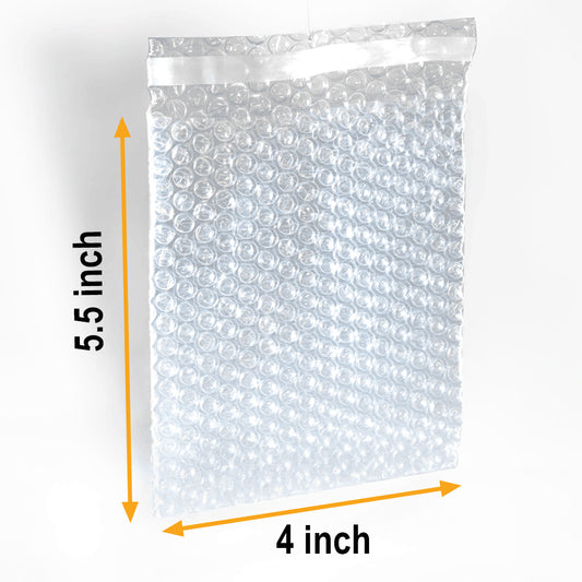 Self-Seal Clear Cushion Bubble Pouches - 4 x 5.5 inch (1500 per case)